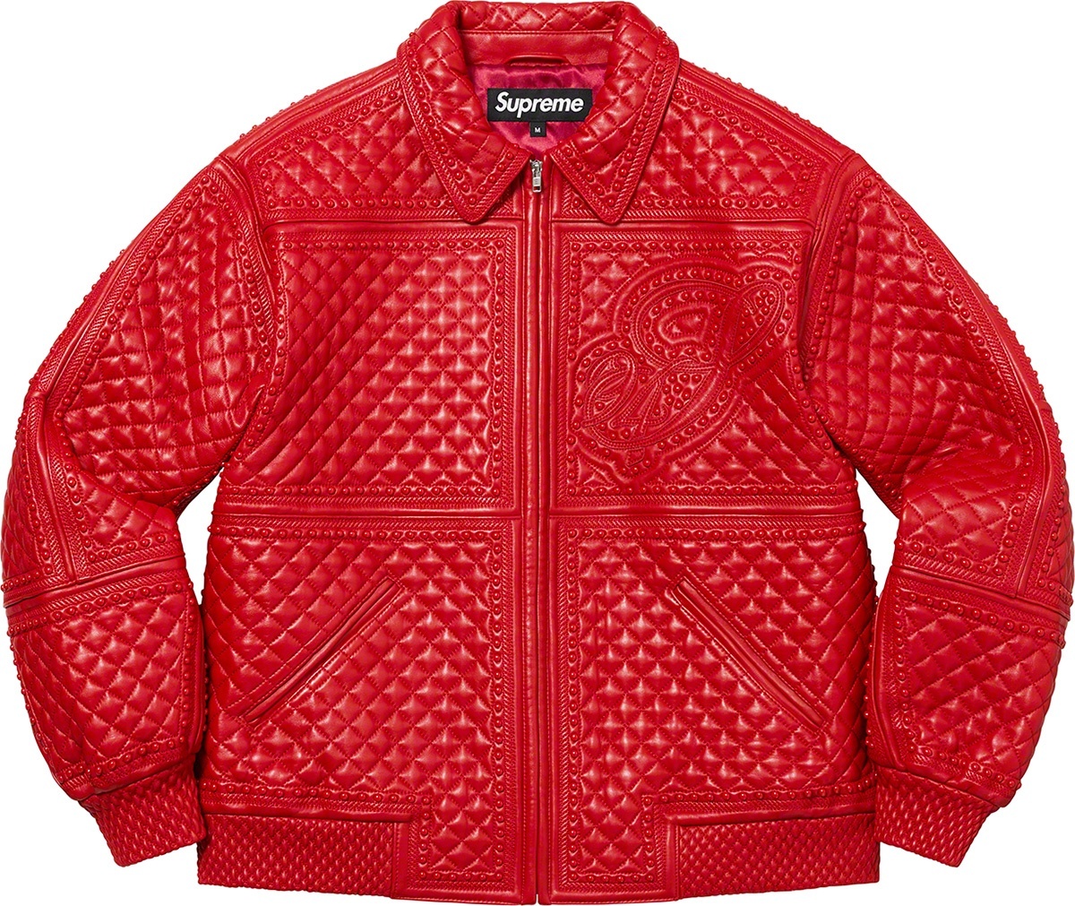 Studded Quilted Leather Jacket view 12